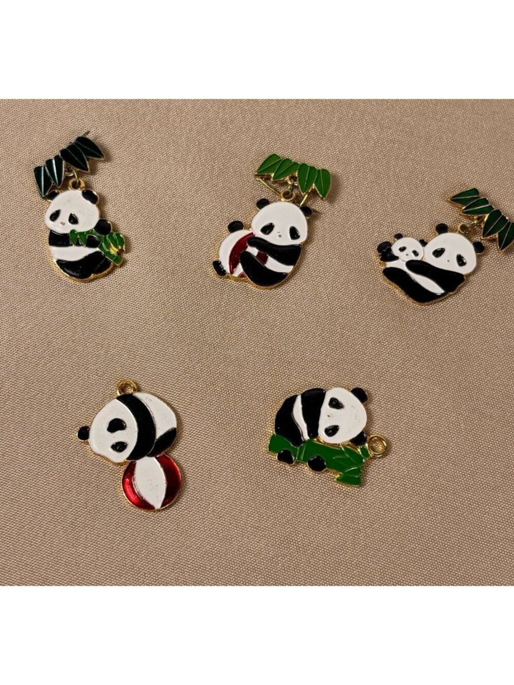 Vintage CWCA 3 pieces Panda Bear Enamel Dangle Brooch Pin Set